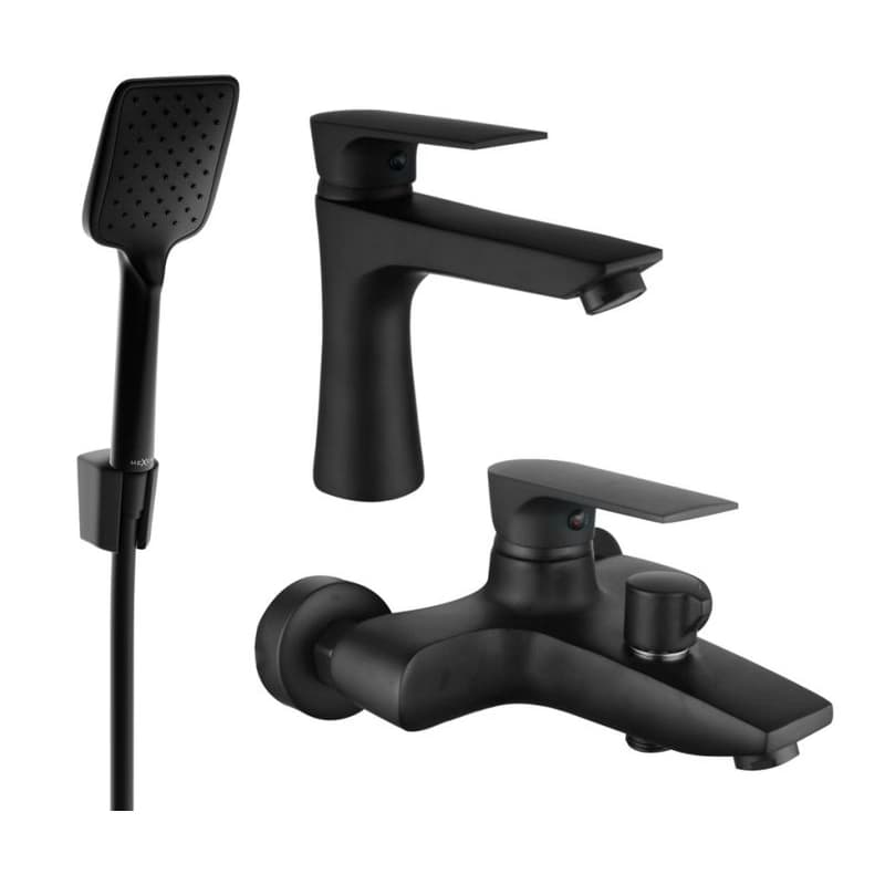 MEXEN/S - Axel R62 SET vaňová a umývadlová batéria, čierna 73803R62-70