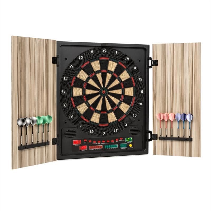KLARFIT Dartmaster 180, béžový, terč na šípky, automat na šípky, mäkký hrot, dvierka