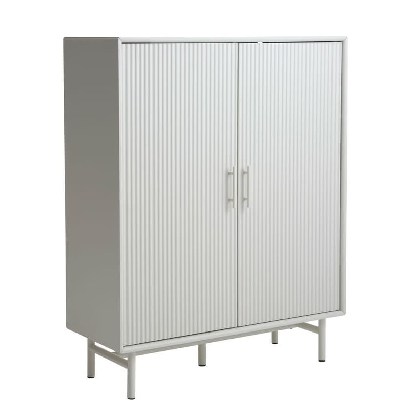 Estila Art deco dvojdverová barová skrinka Hvidea s rebrovaným reliéfom vo svetlom béžovo sivom odtieni greige 122 cm 1