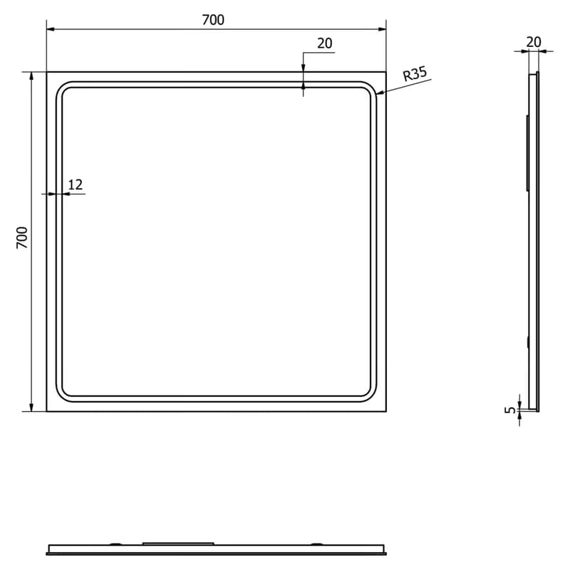 SAPHO - GEMINI zrkadlo s LED osvetlením 70x70cm GM070 4
