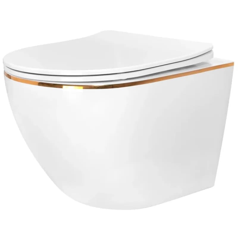 REA - Závesná WC misa Carlo Tornado Rimless Flat GOLD EDGE REA-C4800 1