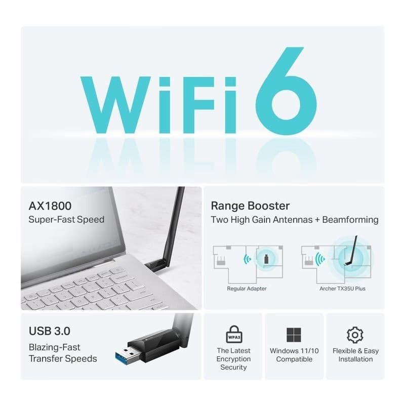TP-Link Archer TX35 Plus WiFi6 USB adaptér (AX1800, 2, 4GHz/5GHz, USB3.0) 4