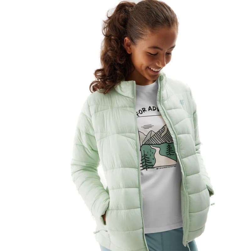 Dievčenská bunda 4F JUNIOR DOWN JACKET-JAW23TDJAF219-42S-LIGHT GREEN 2