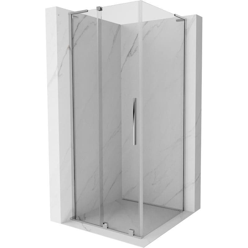 MEXEN/S - Velar L sprchovací kút, posuvné dvere 90 x 90, transparent, chróm 871-090-090-03-01