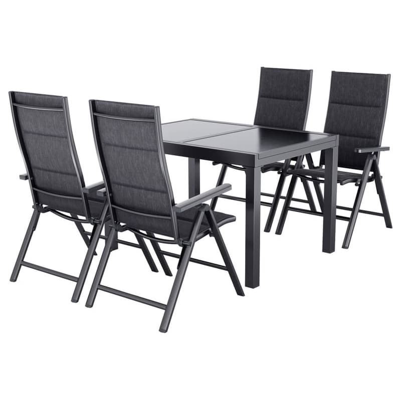 LIVARNO® Hliníkový rozťahovací záhradný stôl Houston/Toronto, 120 – 180 x 89 x 75 cm + Záhradné hliníkové kreslo Toronto, 4 kusy 1