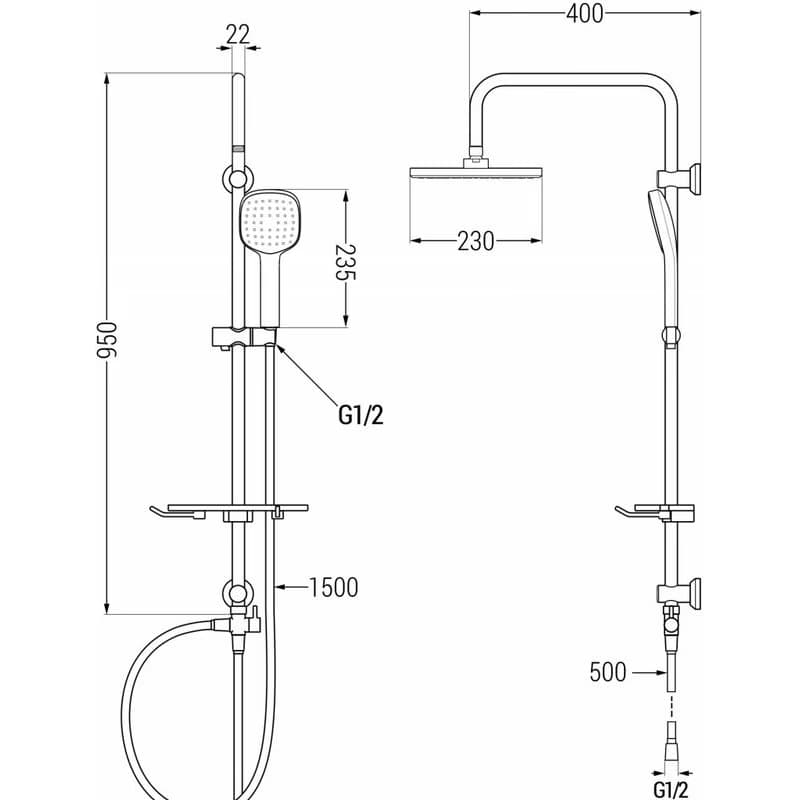 MEXEN/S - T33 chróm sprchový stĺp 798333393-00 2