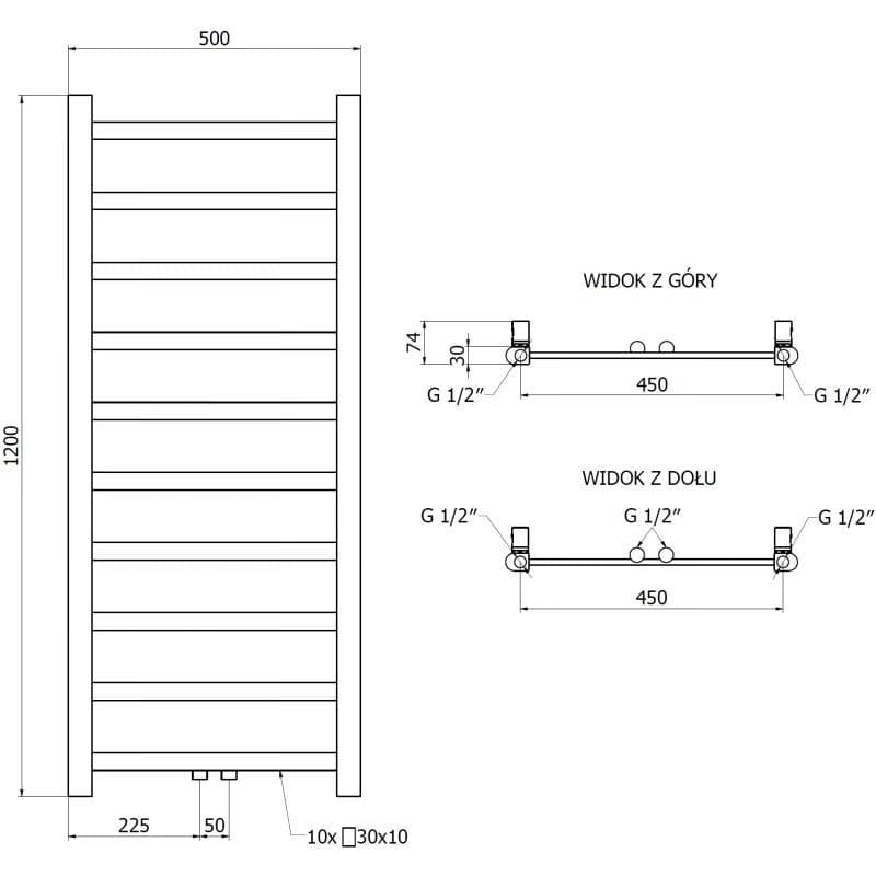 MEXEN - Bolt vykurovací rebrík/radiátor 1200 x 500 mm, 251 W, chróm W126-1200-500-00-01 3