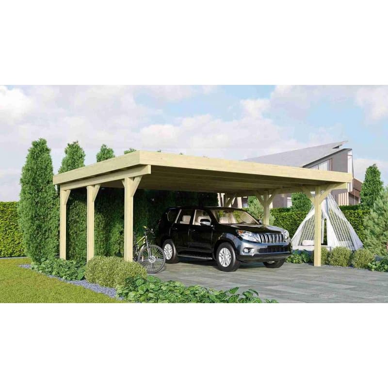 Drevený prístrešok / carport CLASSIC 1A s plechmi Lanitplast 1