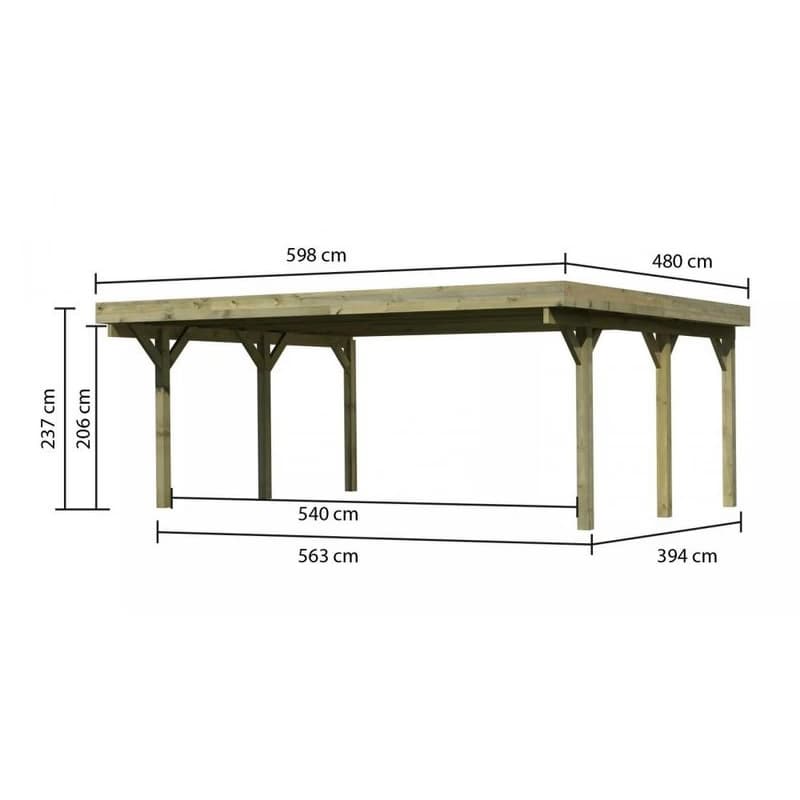 Drevený prístrešok / carport CLASSIC 1A s plechmi Lanitplast 5