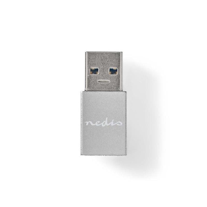 Nedis CCGB60925GY - USB-C Adaptér| USB 3.2 Gen 1 | USB-A Zástrčka | USB-C™ Zásuvka | 5 Gbps | Okrúhly | Poniklované