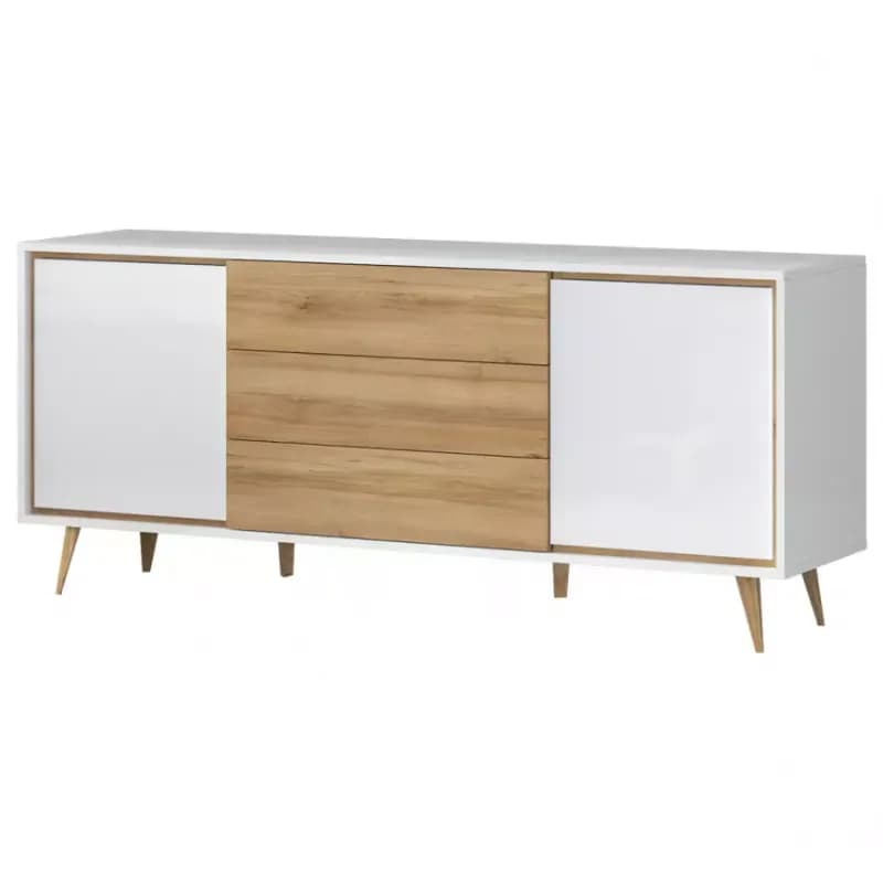 Komoda VidaK23 lakované pacific walnut/crystal white 1