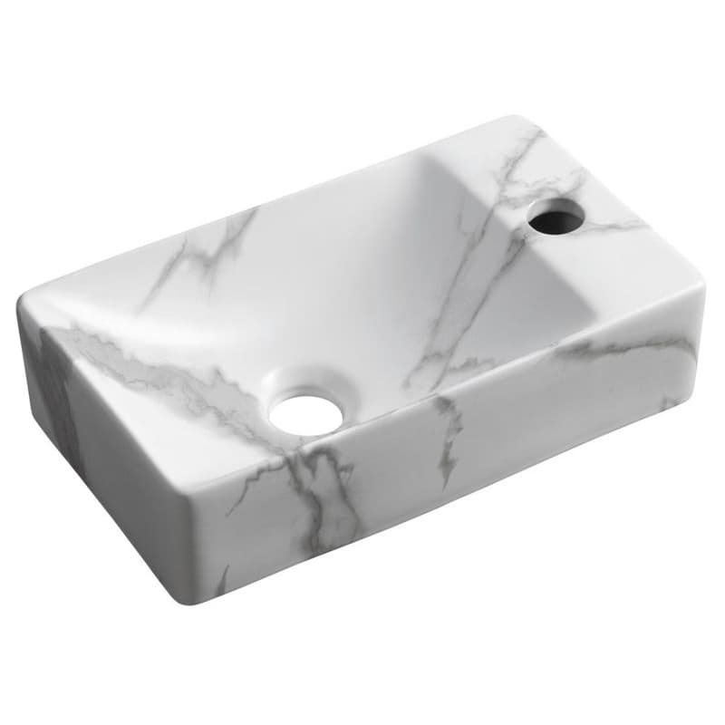 SAPHO - MARGITHA keramické umývadlo 38x22cm, otvor pro batériu vpravo, carrara MGT38217