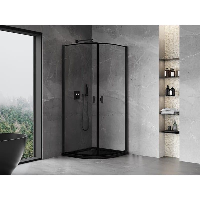 MEXEN - MIST dverná časť štvrťkruhová (2d) 70x70x200 cm 6mm čierna, okraj 8A31-070-070-70-70 6