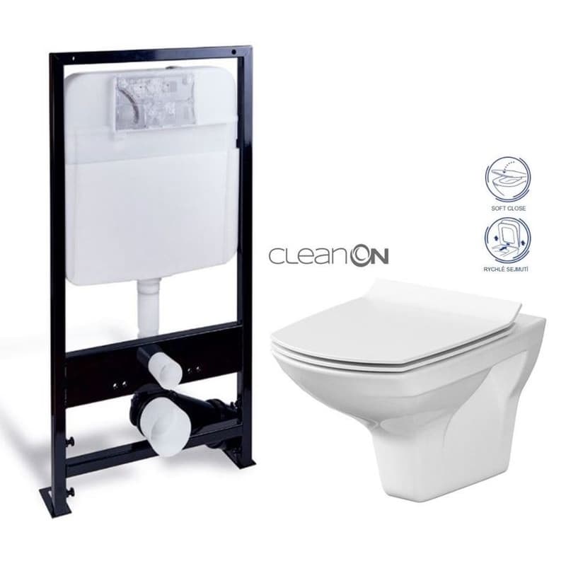 PRIM predstenový inštalačný systém bez tlačidla + WC CERSANIT CLEANON CARINA + SEDADLO PRIM_20/0026 X CA3