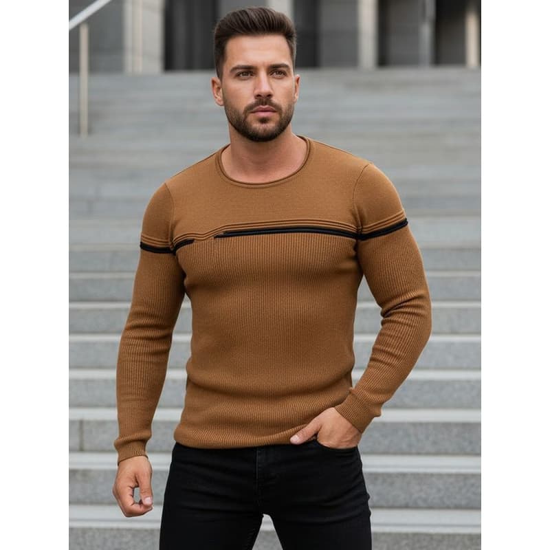 Pánsky sveter vo farbe camel WX1625 2