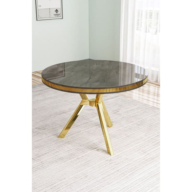 Jedálenský stôl Mos - Anthracite, Gold