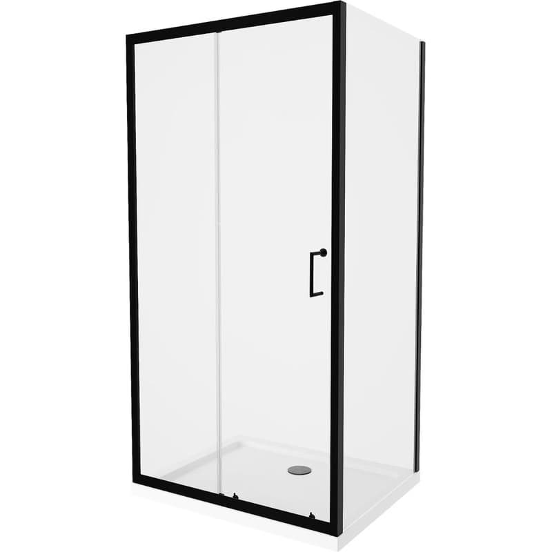 MEXEN/S - Apia Sprchovací kút 140x70, transparent, čierna + vanička so sifónom 840-140-070-70-00-4010B