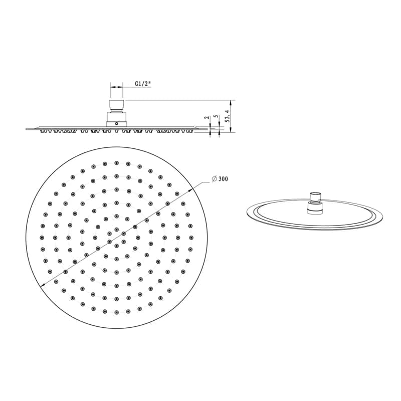 SAPHO - SLIM Hlavová sprcha, priemer 300, čierna mat MS573B 2