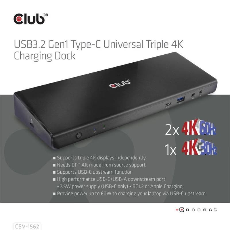 Club3D Dokovacia stanica USB-C 13v1, 2xDP, 3xHDMI, 1xUSB-C, 5xUSB, 1xRJ45, 1x3.5mm, čierna 2
