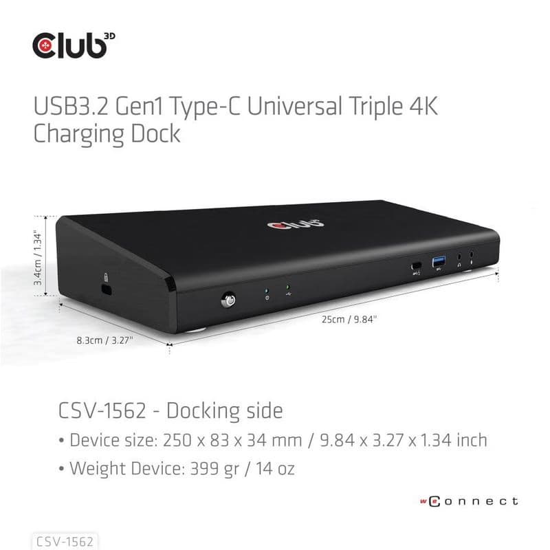 Club3D Dokovacia stanica USB-C 13v1, 2xDP, 3xHDMI, 1xUSB-C, 5xUSB, 1xRJ45, 1x3.5mm, čierna 6