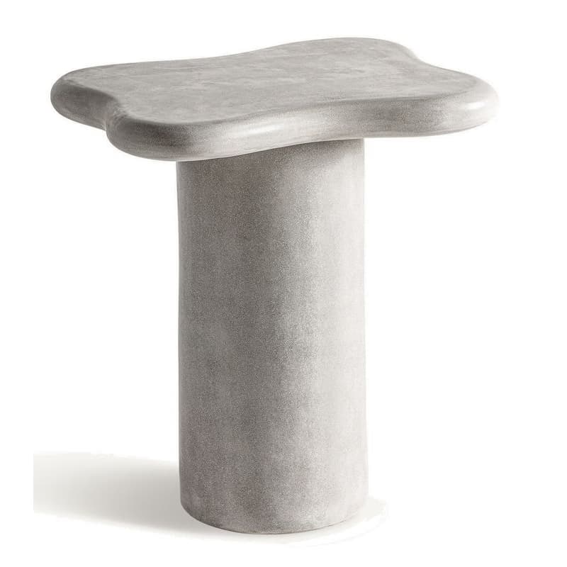 Estila Luxusný art deco atypický sivý príručný stolík Morisa s valcovou nohou a vlnitou vrchnou doskou s mramorovým efektom 61 cm 1
