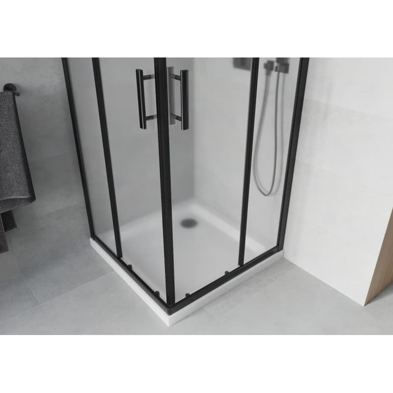 MEXEN/S - Rio sprchovací kút štvorec 80x80, dekor, čierna + biela vanička so sifónom 860-080-080-70-30-4010B 5