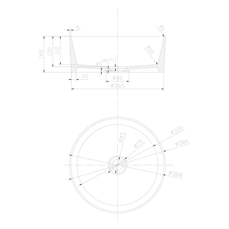 SAPHO - THIN umývadlo na dosku, priemer 38cm, bielá mat WN548 3