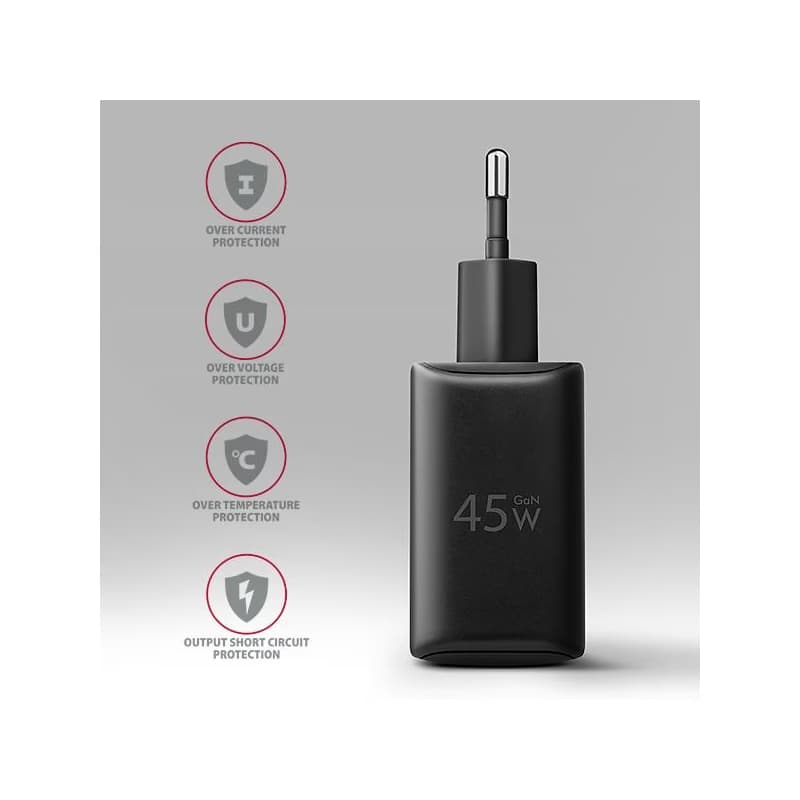 AXAGON ACU-PQ45 GaN nabíjačka do siete 45W, 2x port (USB-A + USB-C), PD3.0/PPS/QC4+/SFC 2.0/AFC/Apple 5
