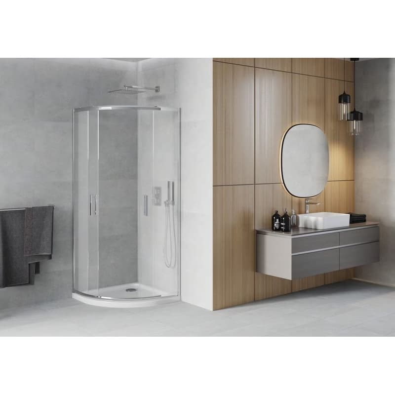 MEXEN/S - Rio štvrťkruhový sprchovací kút 90 x 90, mráz, chróm + vanička so sifónom Flat, biela 863-090-090-01-30-4110 3