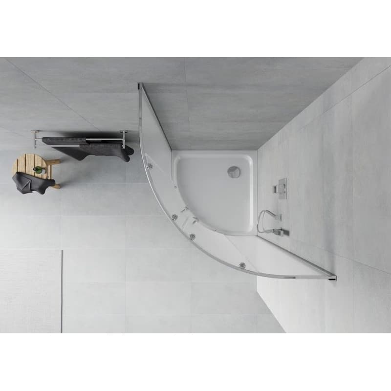 MEXEN/S - Rio štvrťkruhový sprchovací kút 90 x 90, mráz, chróm + vanička so sifónom Flat, biela 863-090-090-01-30-4110 6
