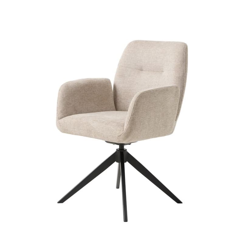 Estila Moderná jedálenská stolička Jens s otočnou čiernou podstavou a čalúneným sedadlom v pieskovej béžovej farbe 88 cm