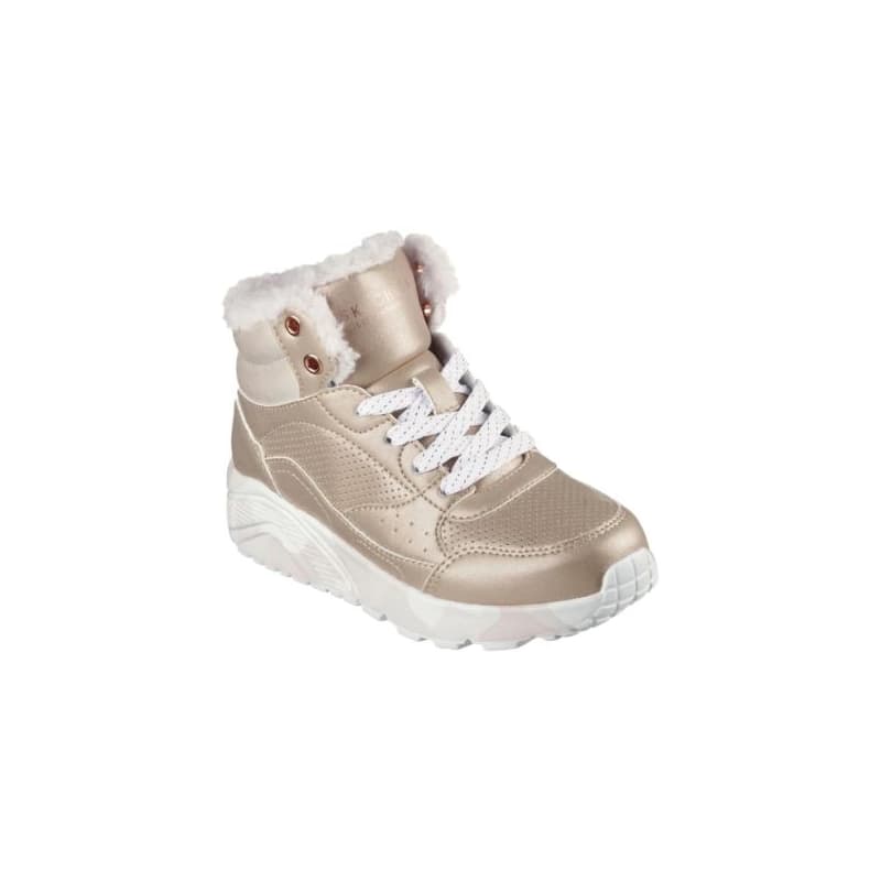 Dievčenské členkové zimné topánky SKECHERS Uno Lite Camo Daz gold pink