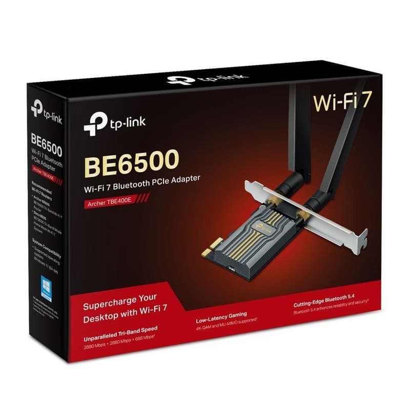 TP-Link Archer TBE400E WiFi7 PCIe adaptér (BE6500, 2, 4GHz/5GHz/6GHz, Bluetooth5.4) 3