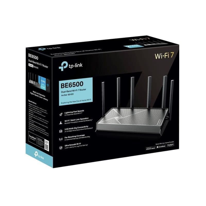 TP-Link Archer BE400 EasyMesh WiFi7 router (BE6500, 2, 4GHz/5GHz, 1x2, 5GbEWAN, 1x2, 5GbELAN, 3xGbELAN, 1xUSB3.0) 5