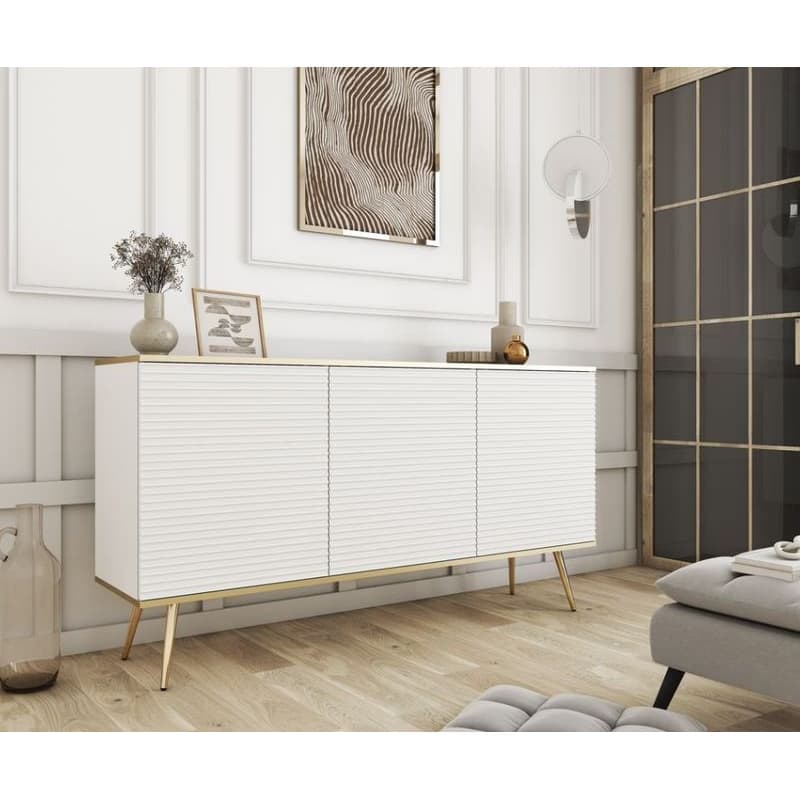 ArtPS Komoda BIJOU K-160 MDF | biela / zlaté nohy 3