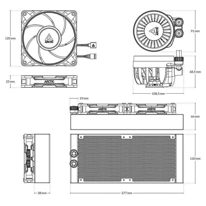 ARCTIC Vodný chladič Liquid Freezer III 240 Pro, 2x120mm, AM5, LGA1851, čierna 6
