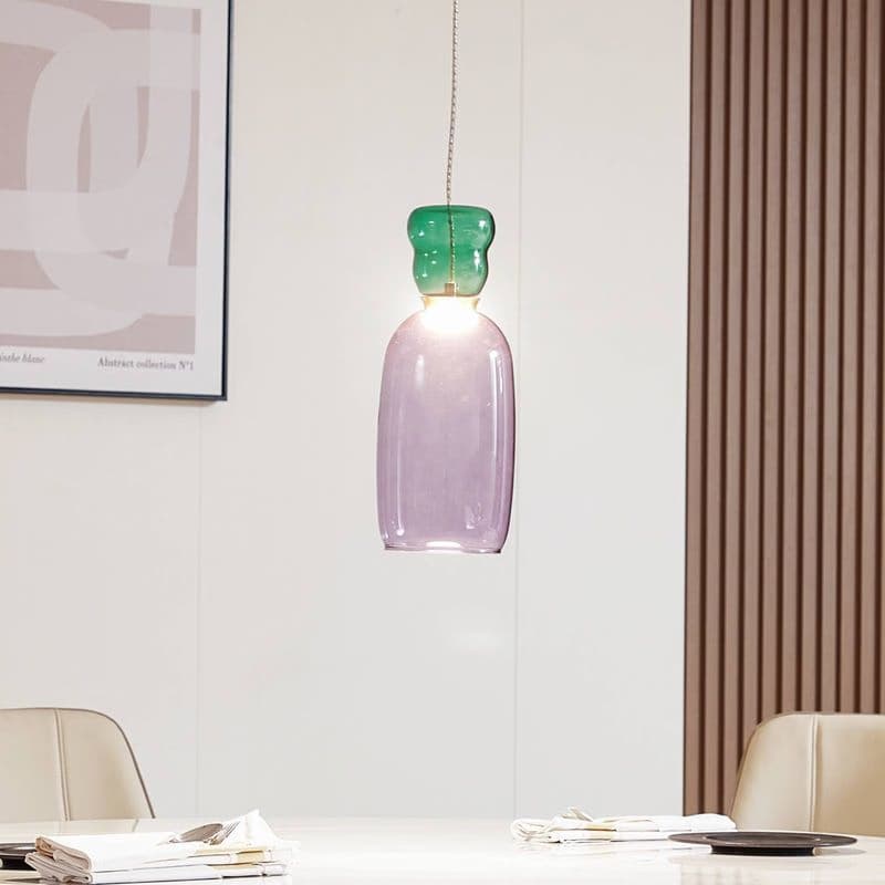 Lucande LED závesná lampa Fay, fialová/tmavo zelená, sklo, Ø 15 cm