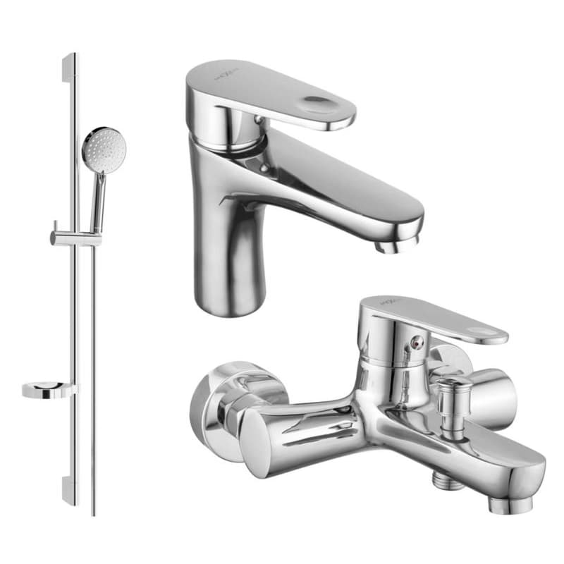 MEXEN/S - Kama DS75 Set umývadlové a vaňové batérie s príslušenstvom, chróm 72503DS75-00