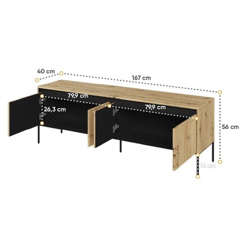 Dig-net nábytok TV stolík SWING TR-05 s LED osvetlením | dub artisan 4
