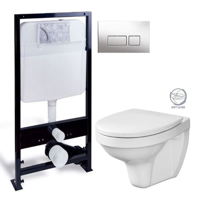 PRIM předstěnový instalační systém s chromovým tlačítkem 20/0041 + WC CERSANIT DELFI + SOFT SEDADLO PRIM_20/0026 41 DE2