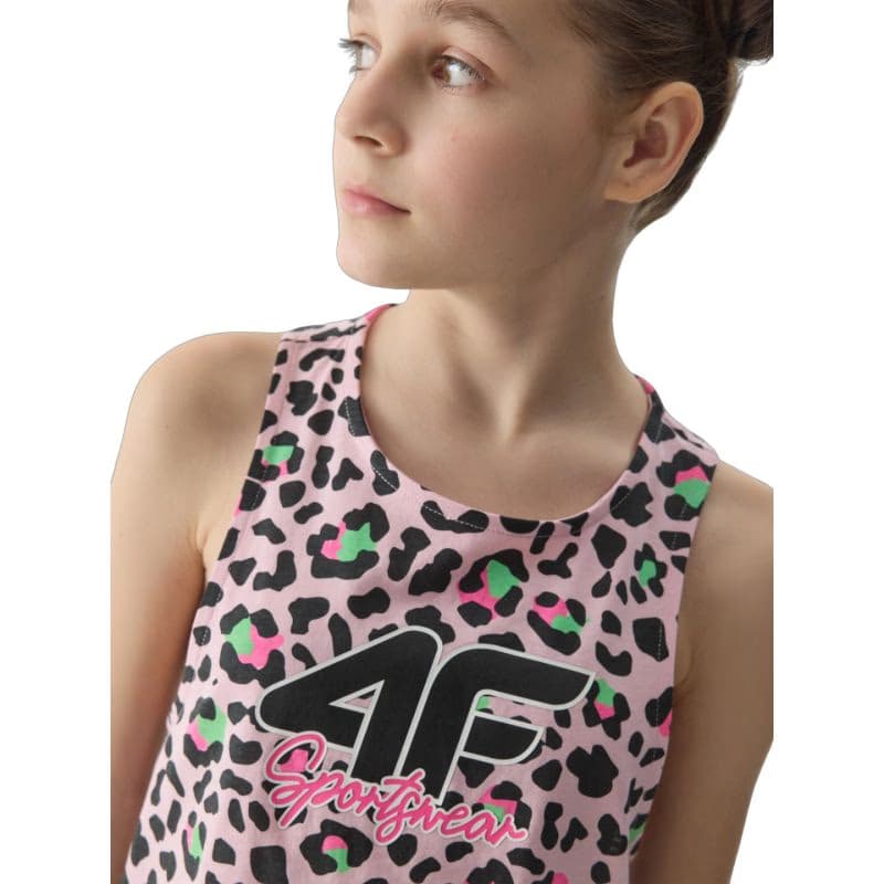 Dievčenské tielko 4F JUNIOR TSHIRT-4FJWSS24TTSHF1141-56A-LIGHT PINK ALLOVER 2