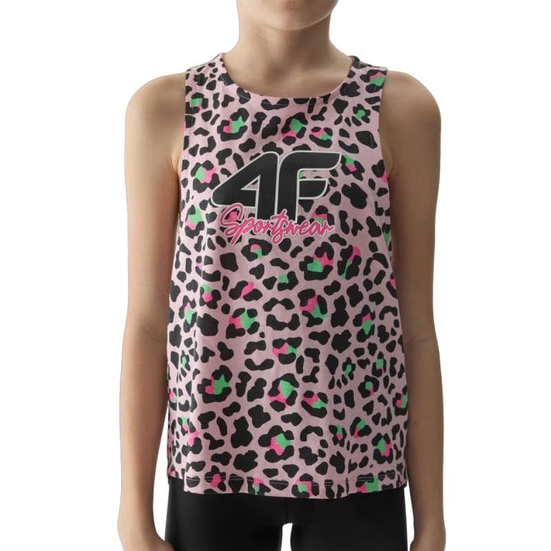 Dievčenské tielko 4F JUNIOR TSHIRT-4FJWSS24TTSHF1141-56A-LIGHT PINK ALLOVER 3