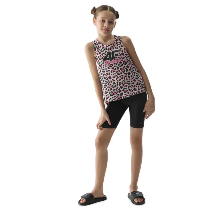 Dievčenské tielko 4F JUNIOR TSHIRT-4FJWSS24TTSHF1141-56A-LIGHT PINK ALLOVER 6