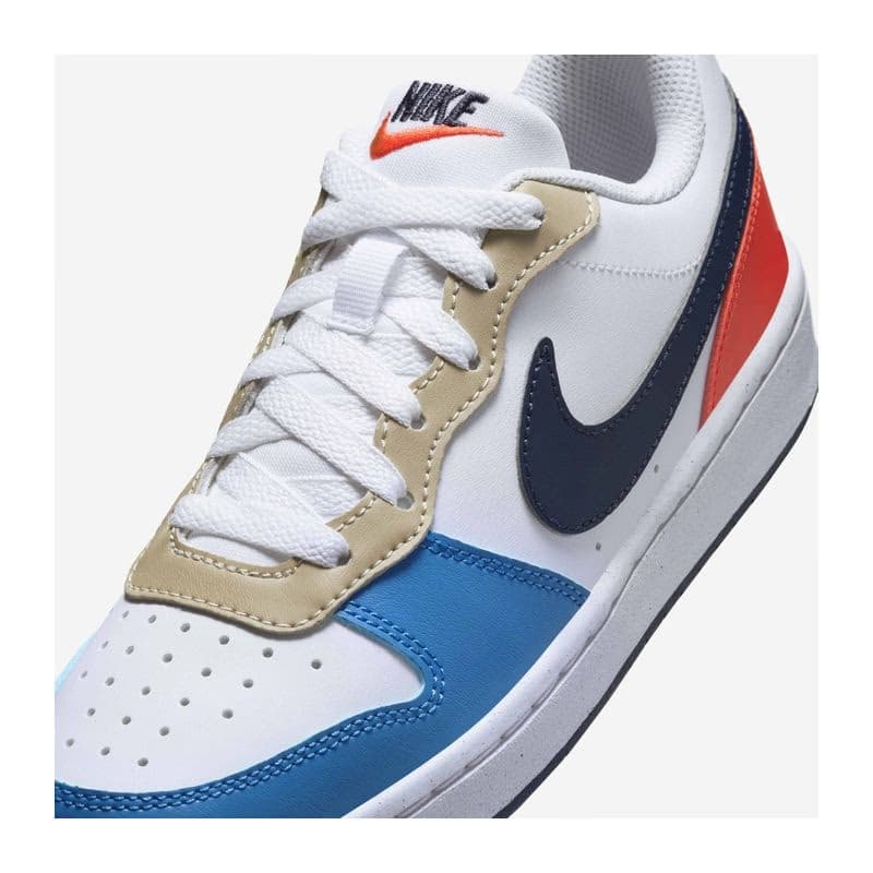Chlapčenská rekreačná obuv NIKE Court Borough Low Recraft Jr white light crimson blue beyond thunder blue 5