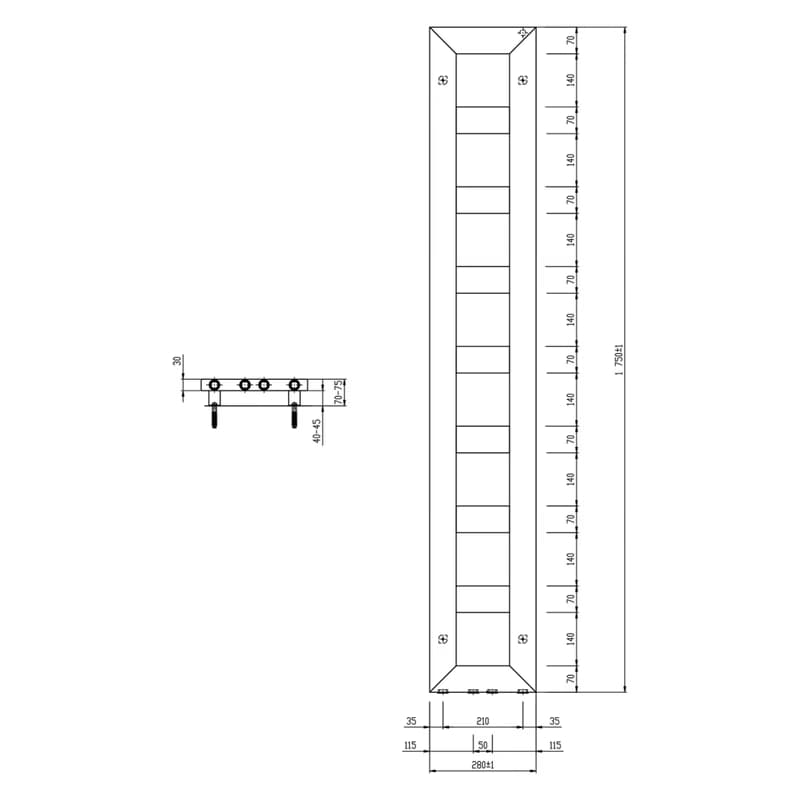 SAPHO - BLOCK vykurovacie teleso 280x1750 biela matná IR184 2