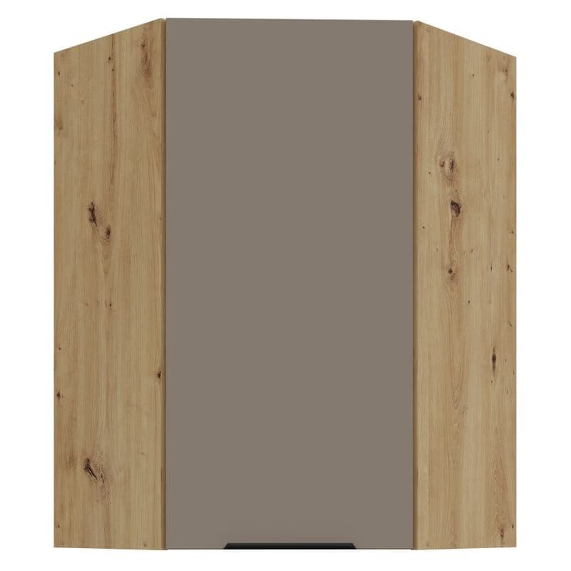 KONDELA Frisbo 60x60 GN-90 1F horná rohová kuchynská skrinka sandgrau / dub artisan