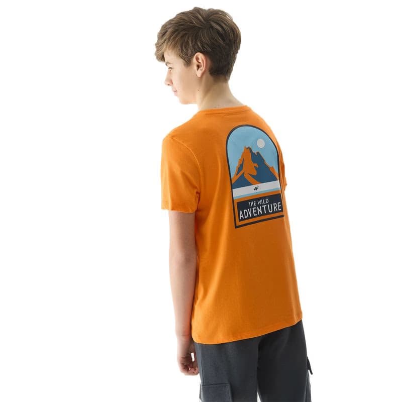 Chlapčenské turistické tričko s krátkym rukávom 4F JUNIOR TSHIRT-4FJWSS24TTSHM1131-70S-ORANGE 2
