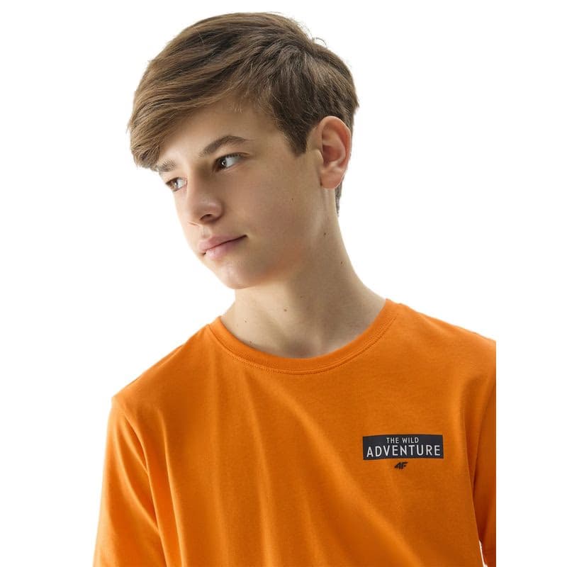 Chlapčenské turistické tričko s krátkym rukávom 4F JUNIOR TSHIRT-4FJWSS24TTSHM1131-70S-ORANGE 3