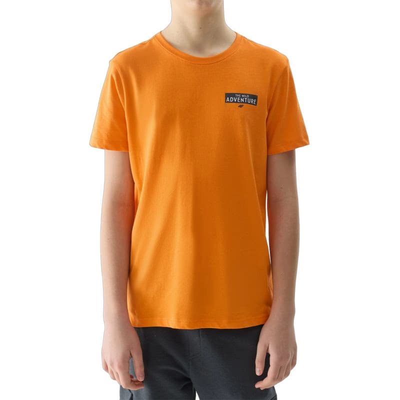 Chlapčenské turistické tričko s krátkym rukávom 4F JUNIOR TSHIRT-4FJWSS24TTSHM1131-70S-ORANGE 4