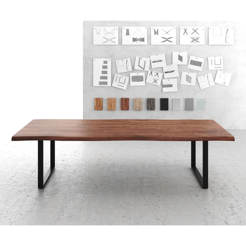 Jedálenský stôl Edge 300x100 XL akácia hnedá kov čierna Live-Edge 2